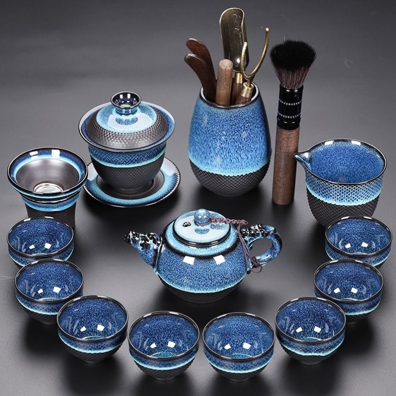 高档建盏茶具套装一整套茶杯全套一整套家用陶瓷盖碗功夫茶具全套