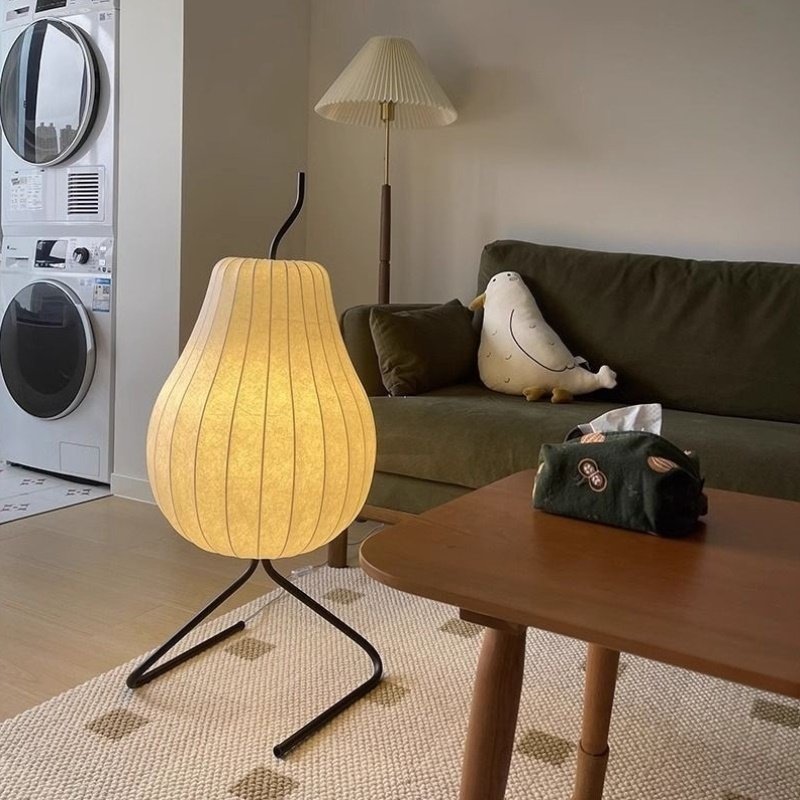 奶油风梨子灯蚕丝落地灯高级感设计师客厅摆件沙发旁边网红氛围灯