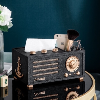 家用复古创意纸巾盒收纳盒一体遥控器客厅桌面设计感茶几抽纸盒