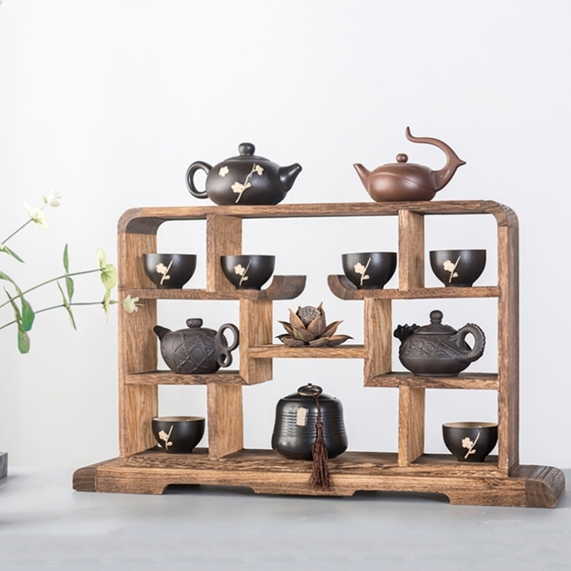小博古架实木中式桌面小型茶具茶壶架子置物架古玩古董摆件展示架