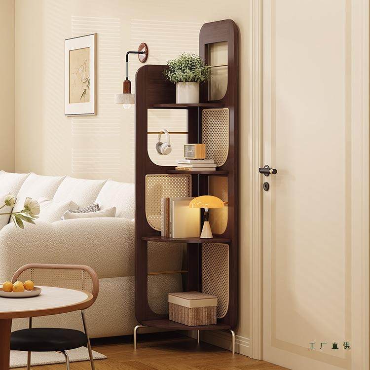 法式中复古实木藤编三拐转角柜子置物书架客厅沙发边收纳屏风装饰,电子元器件市场,其它元器件,淘宝优惠券,粉丝福利购,淘宝优惠卷