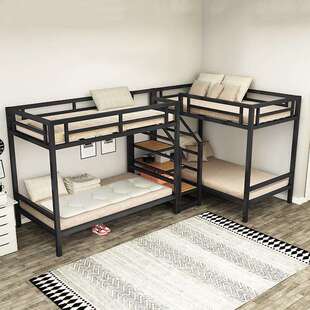 上下铺双层床铁艺交错式省空间成人儿童拼接床楼阁低高架床单上层