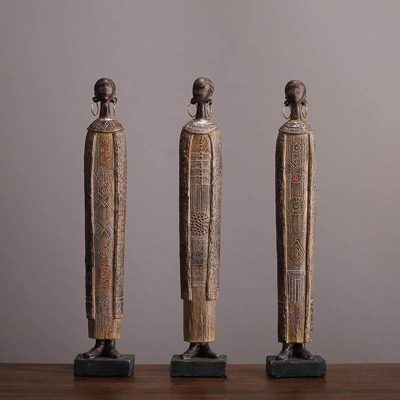 复古非洲部落艺术女人像树脂工艺品摆设客厅玄关电视墙软装饰品