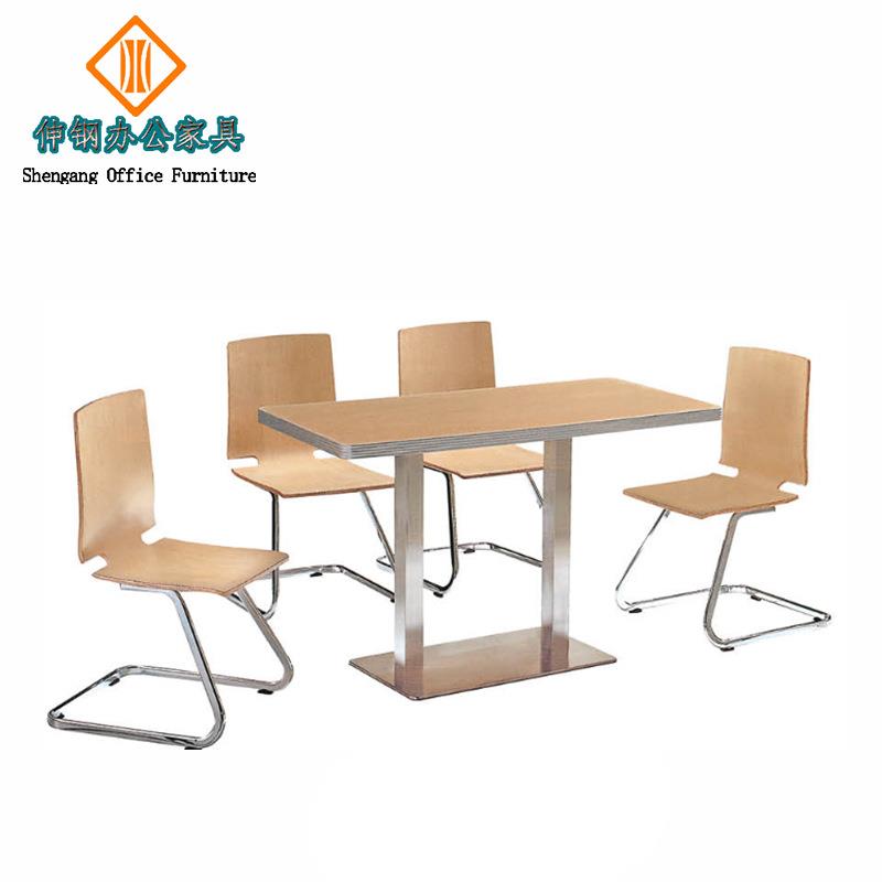 时尚曲木餐桌椅简约休闲快餐厅组合分体钢桌架东莞办公家具