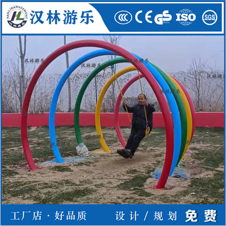 网红农庄景区公园 无动力秋千组合厂家现货 新款吊环网兜户外秋千