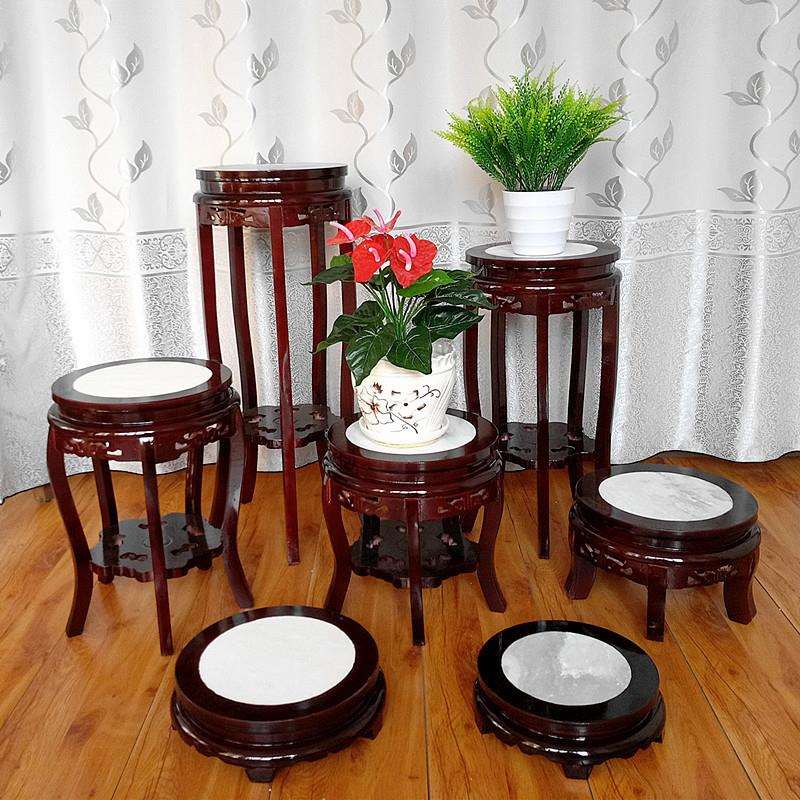 花架实木中式客厅木质仿古花架子多层室内绿萝盆景圆形置物阳台新