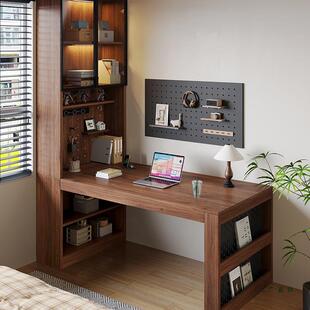 实木转角书桌书柜一体桌子卧室家用学生小户型定制L型书桌电脑桌