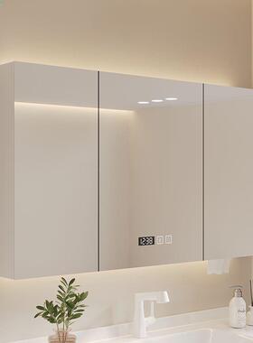 QPX智能浴室镜柜挂墙式玻璃门层板灯卫生间镜子置物架单独收纳一