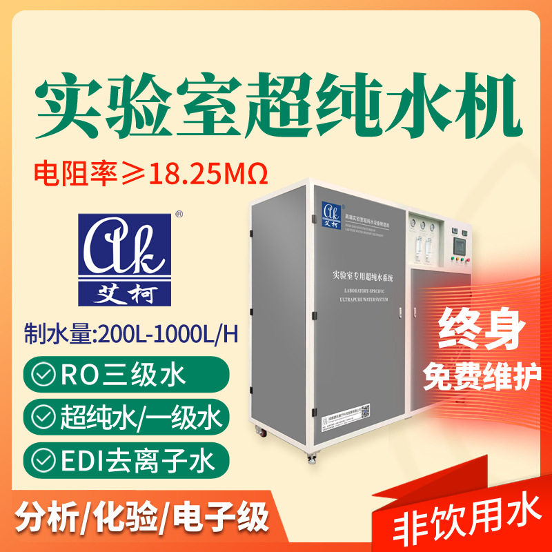 实验室超纯水设备200L-1000L/H小型EDI去离子水机艾柯超纯水系统