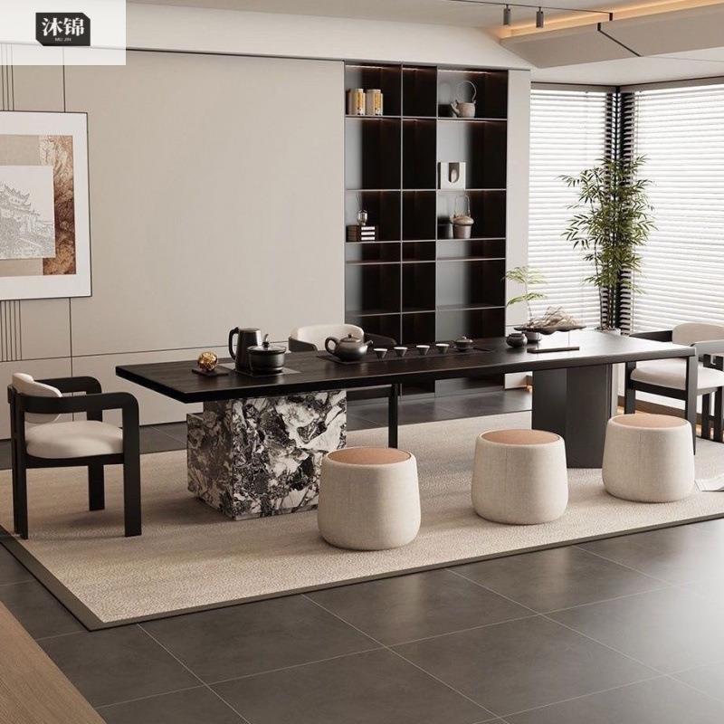 意式极简岩板茶桌椅组合轻奢现代简约别墅客厅设计师创意艺术茶台