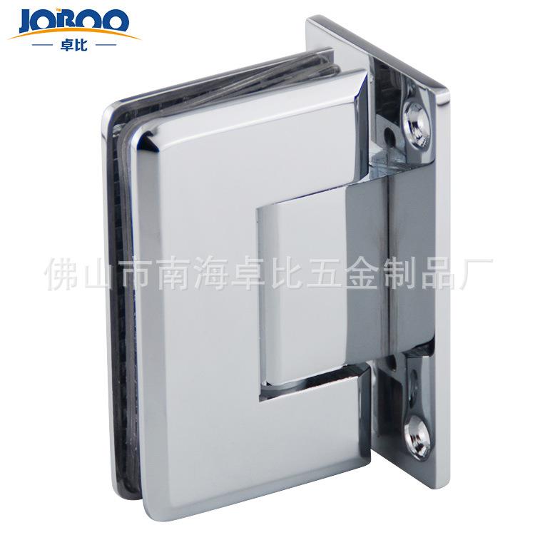 铜浴室玻璃夹浴室门铰链淋浴房配件双边90度带网斜边圆角