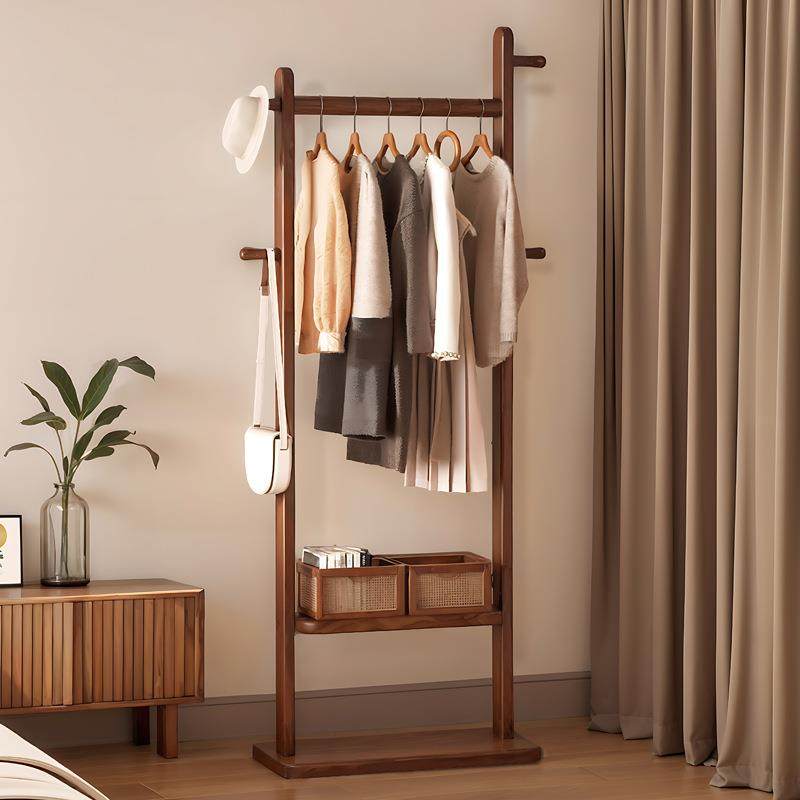 多功能实木挂衣架家用落地衣帽架简易组装可移动小户型收纳神器
