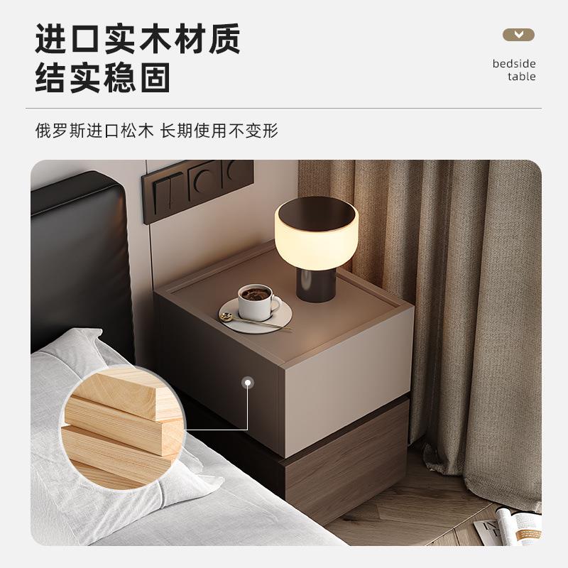 床头柜收纳现代小型简约家用轻奢创意卧室实木床边柜储物柜抽屉