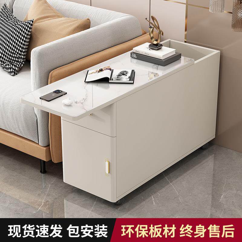 边几轻奢角几客厅储物柜沙发边柜缝隙侧边扶手柜钢化玻璃台面茶几
