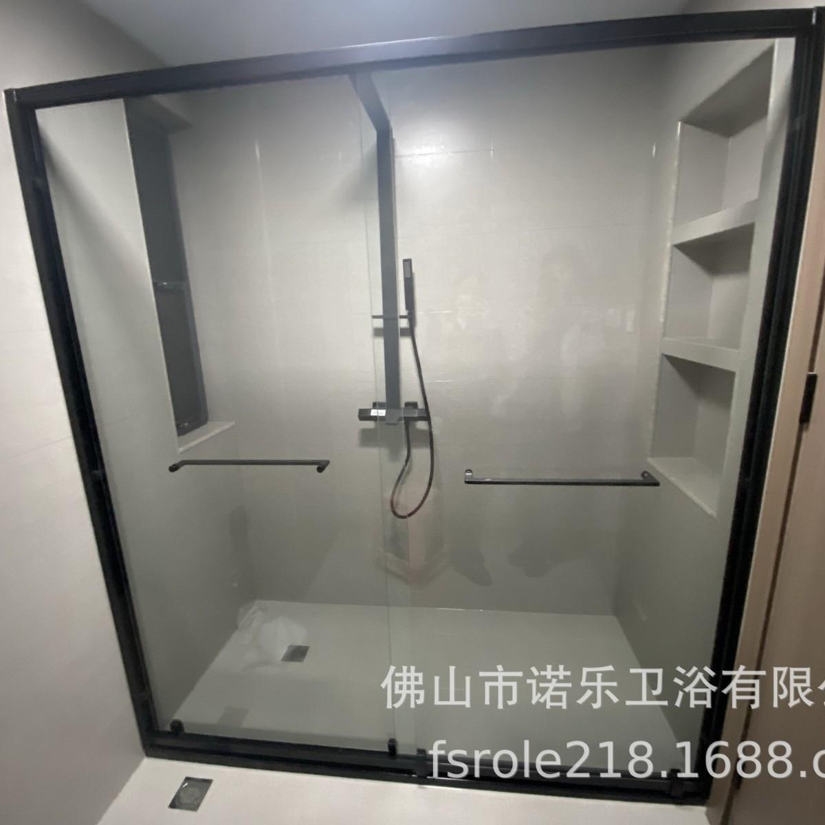 淋浴房卫生间不锈钢隔断干湿分离一字型推拉门浴室玻璃门