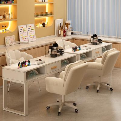 奶油风轻奢美甲桌单人小型高级感美甲桌椅套装组合美甲店专用桌子