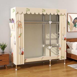 I1简易衣柜出租房用家用卧室金属框架加粗加厚组装宿舍收纳柜布衣