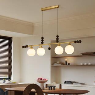 中古风餐厅长条吊灯全铜法式美式复古风设计师长方形餐桌吧台灯具