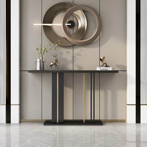 意式轻奢入户大理石玄关桌极窄靠墙岩板玄关台简约现代玄关柜条案