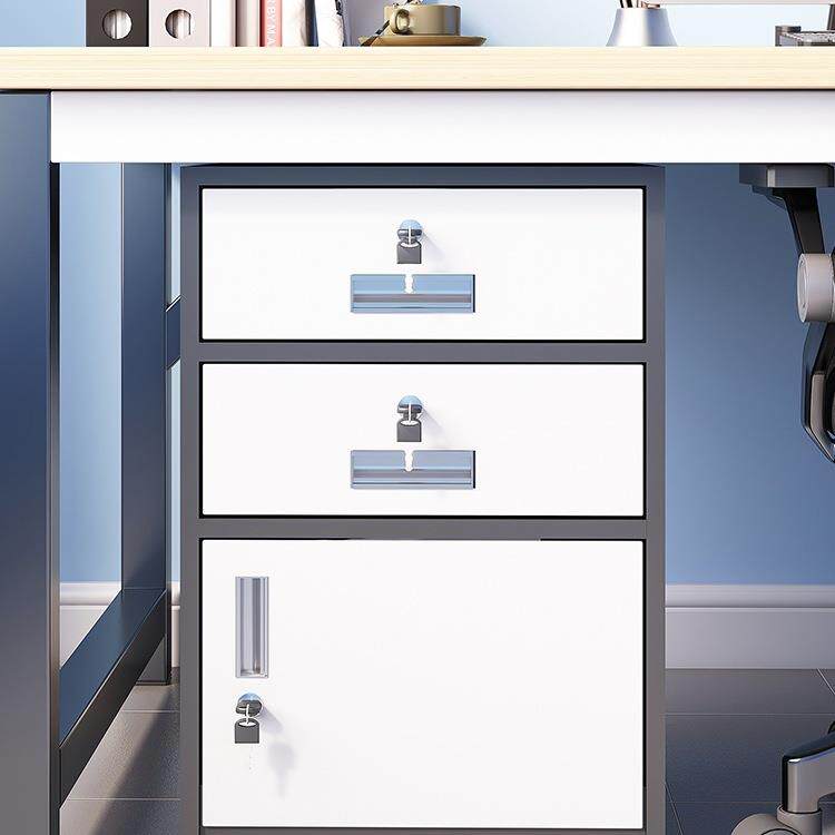 铁皮文件柜小矮柜办公桌下收纳柜活动柜带轮边柜带锁抽屉柜储物柜