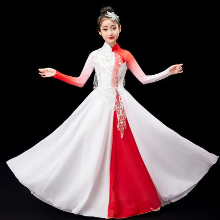 六一儿童表演服女灯火里中国v万疆舞蹈古典开场舞大摆裙合唱演出