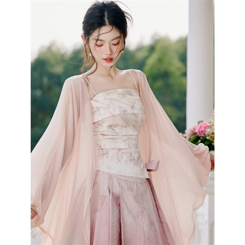 汉服女款中式女装中国风开衫外搭吊带女早K秋新中式穿搭马面裙套
