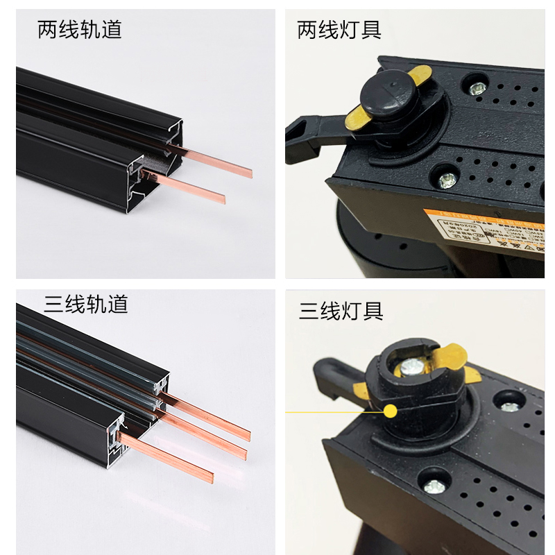 射灯轨道条店铺商用1m1.5米2米三线加厚铜芯led两线吊杆明装导轨