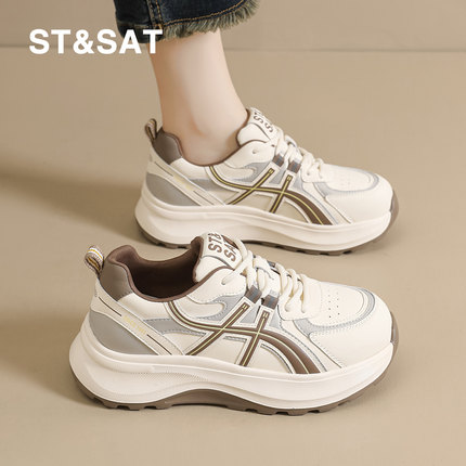 星期六皮面43大码女鞋2025秋季新款厚底老爹鞋旅游通勤休闲鞋4241