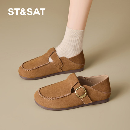 星期六真皮勃肯鞋女款2026春季新款轻便舒适不累脚懒人一脚蹬单鞋
