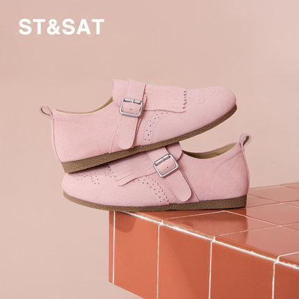 星期六平底软木鞋女2026春季新款轻奢高级感圆头魔术贴休闲勃肯鞋