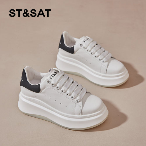 星期六小白鞋休闲风厚底增高板鞋