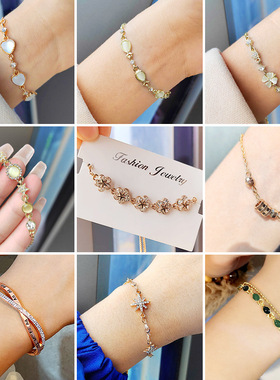 欧美跨境时尚简约水晶手链女轻奢饰品级感夏天气质小众百搭手串