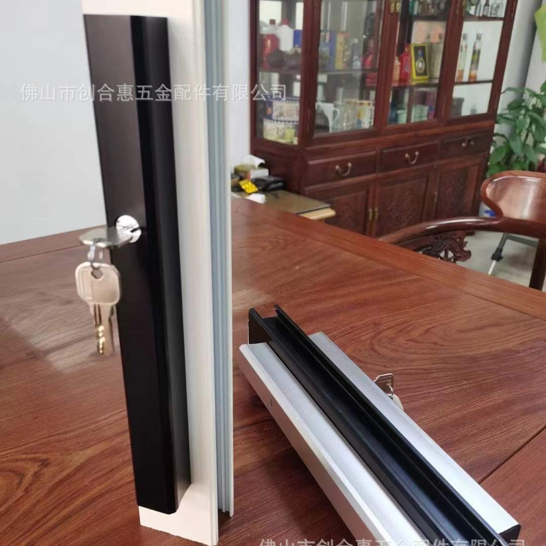 断桥重型推拉门明装拨叉拉手移门大拉手窄边推拉门双面拉手一字锁