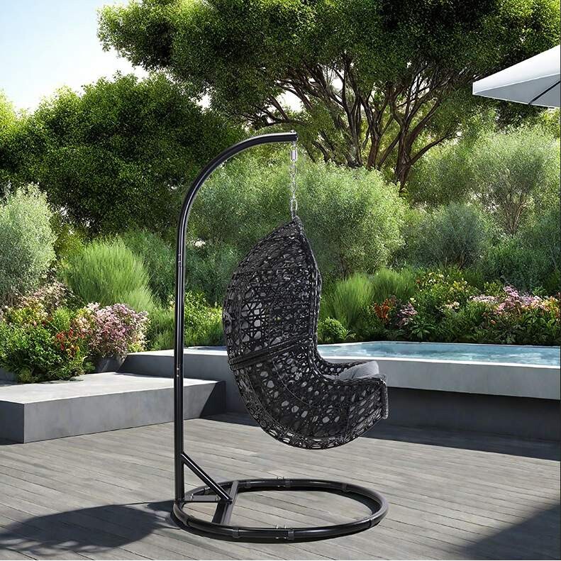 户外室外家具花园庭院阳台露台藤编单人KD吊篮秋千吊椅摇篮藤椅