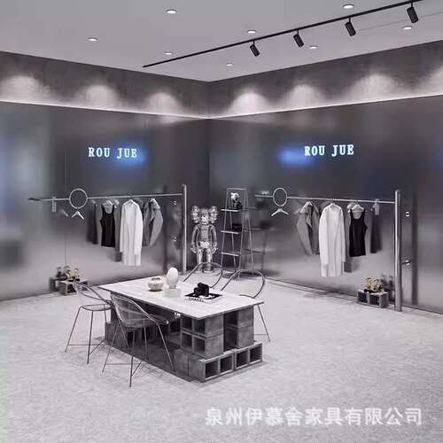 不锈钢拉丝银服装架展示架男女装服装店上墙挂衣架落地式陈列货架