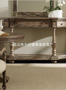 美式乡村实木入户玄关柜餐边柜沙发背几 法式复古玄关桌墙边桌