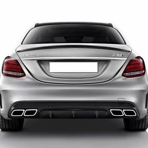 适用于15-21款奔驰C级四门W205改装AMG C63尾唇后唇四出尾喉排气