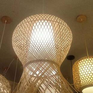 日式农家乐茶楼阳台灯笼榻榻米竹编竹灯竹藤艺术创意竹编装饰吊灯