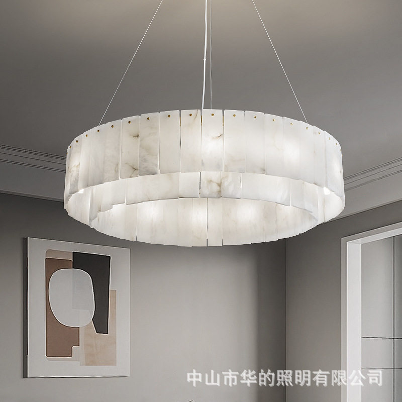 全铜云石灯客厅吊灯别墅复式餐厅卧室书房样板间后现代轻奢灯具