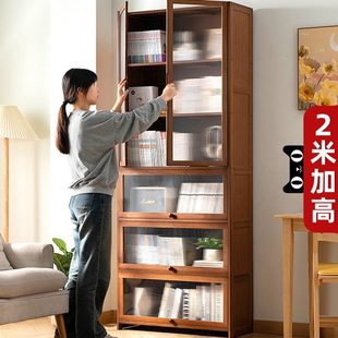 靠柜客厅书架落地子墙儿童简易实木家用卧室书柜展示柜置物架杂物