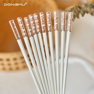 粉色樱花抗菌合金筷子家用不易发霉防滑高颜值少女心餐具方形快子