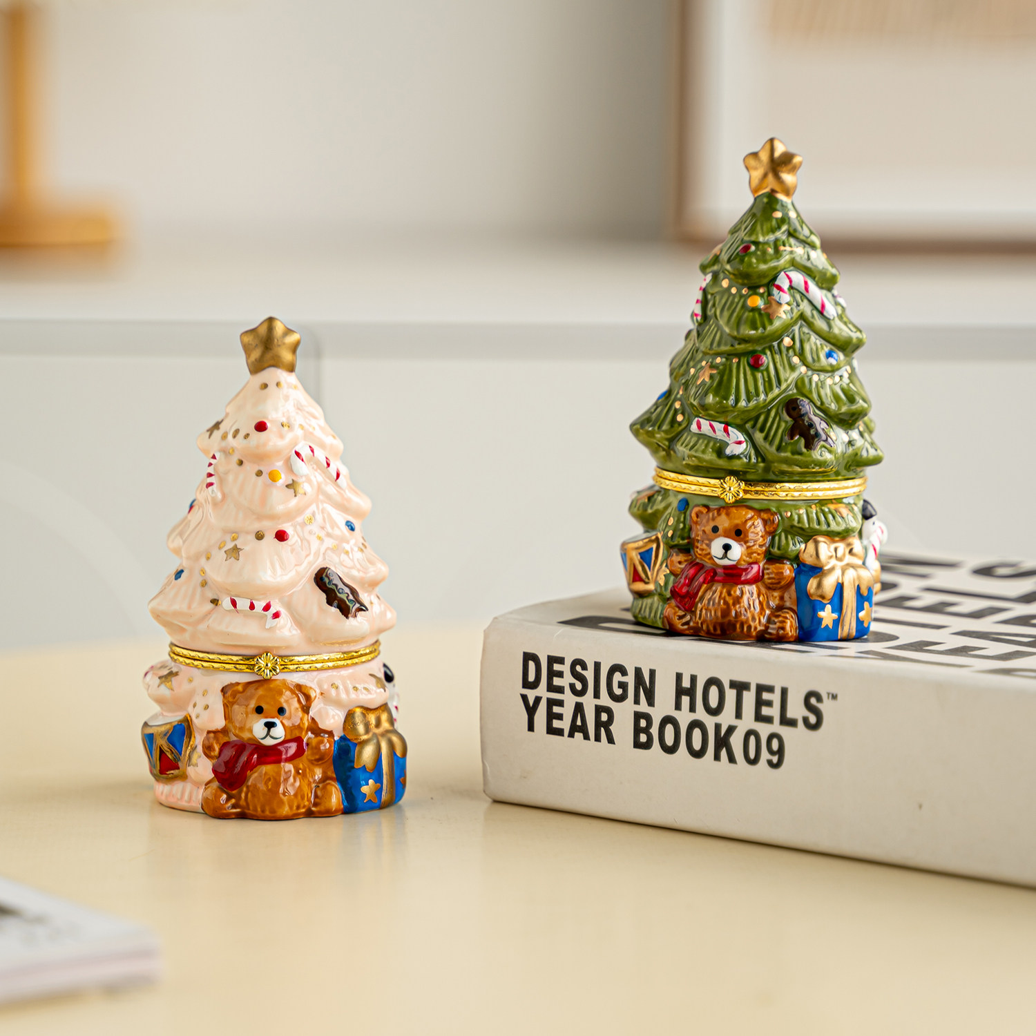 创意可爱陶瓷首饰盒圣诞树小能