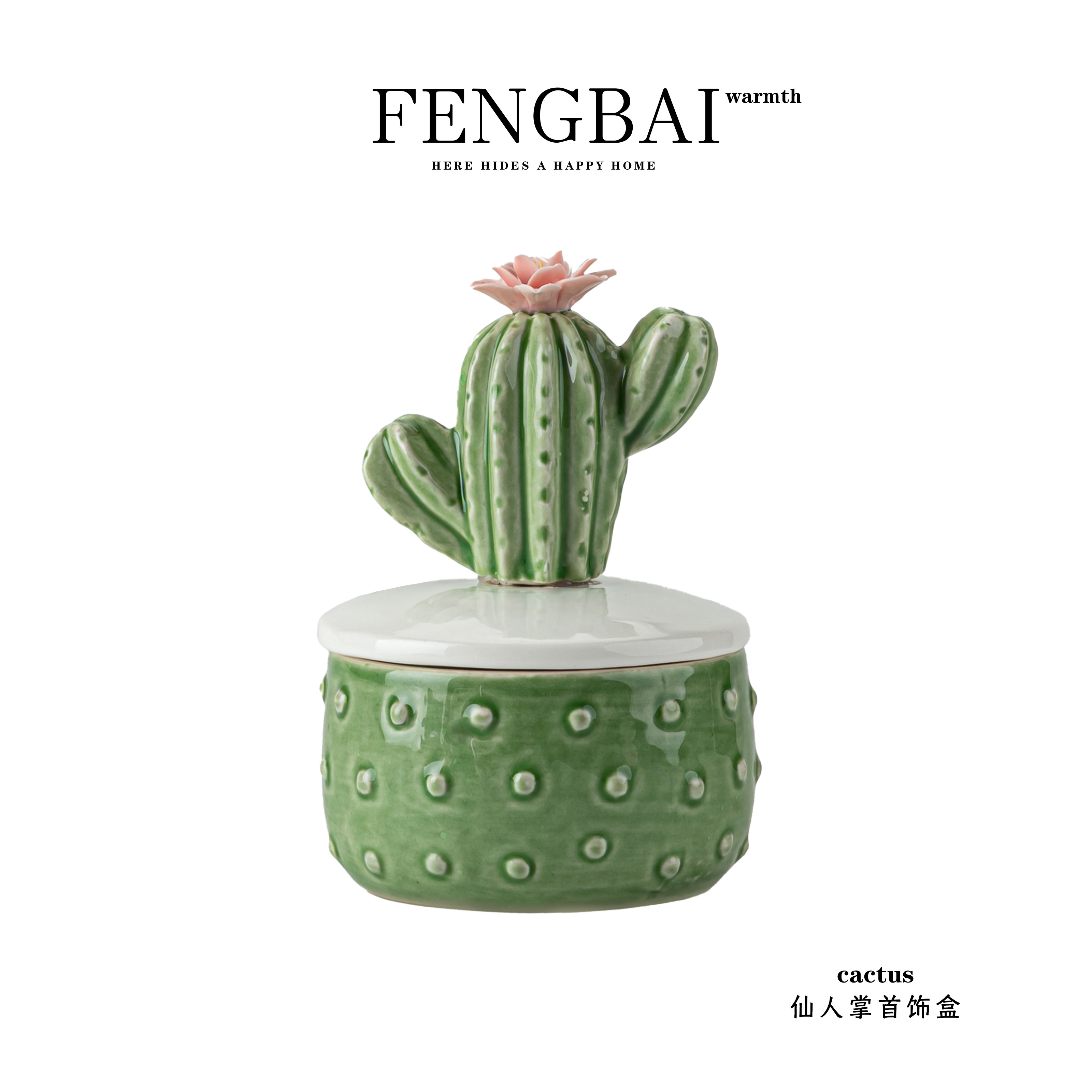 创意手工陶瓷仙人掌首饰盒
