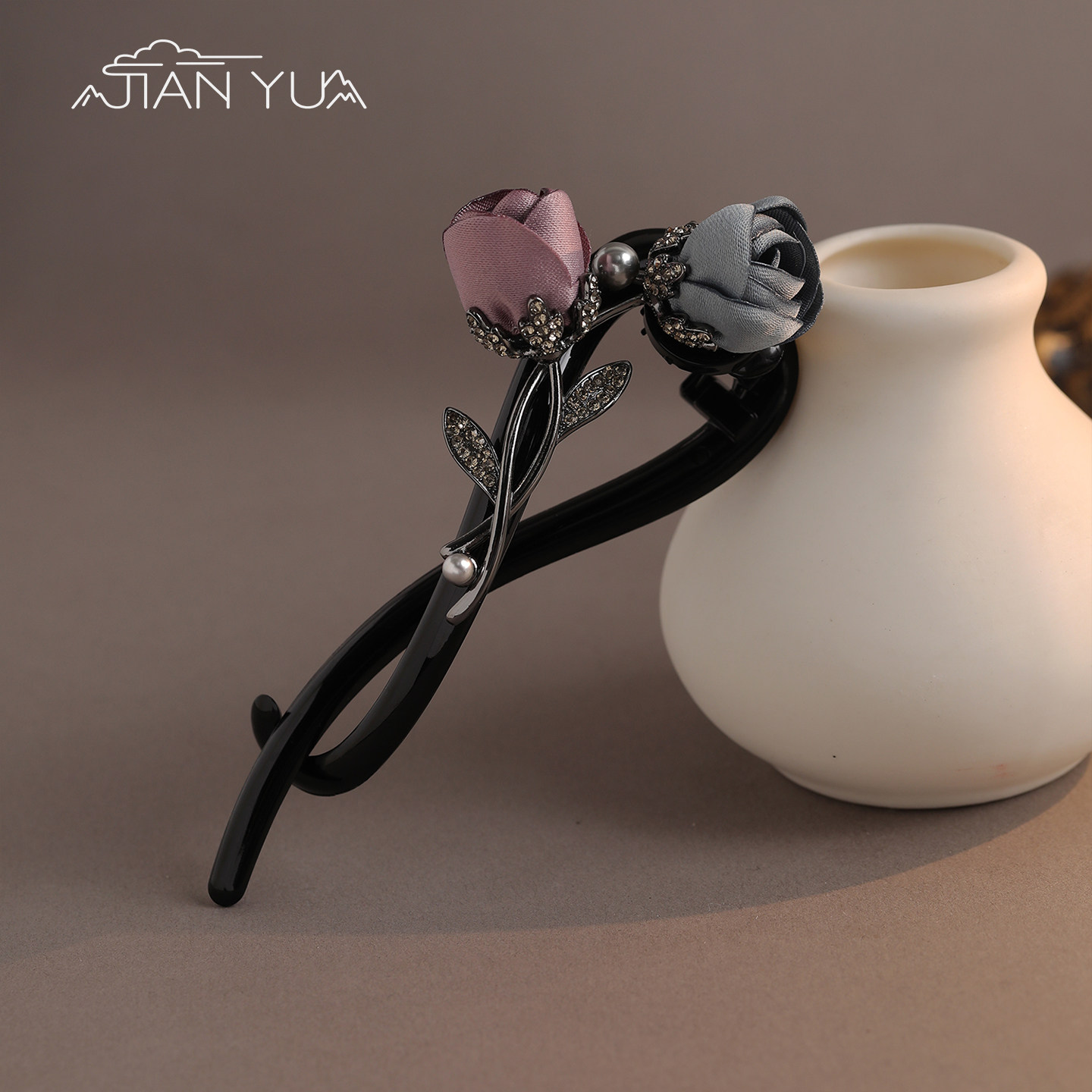 粉黛双玫-双色玫瑰扭扭夹高级感轻奢发夹气质优雅日常百搭发饰女,饰品/流行首饰/时尚饰品新,发饰,淘宝优惠券,粉丝福利购,淘宝优惠卷