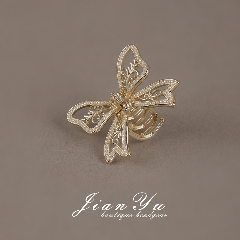 简语抓夹合金轻奢珍珠发饰正品