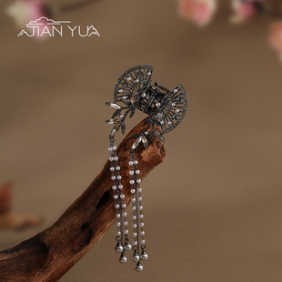 珠翠点缀-国风复古珍珠发夹新中式扇形发饰汉服旗袍头饰气质优雅