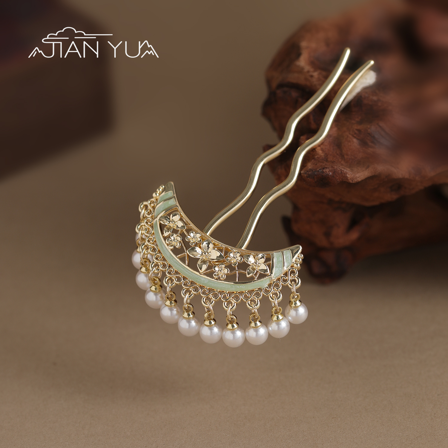 古风珍珠流苏发簪U型发钗