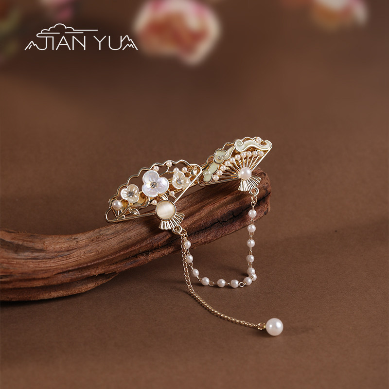 瑶扇映花-新中式国风发夹复古高级感流苏发饰气质优雅汉服旗袍夹,饰品/流行首饰/时尚饰品新,发饰,淘宝优惠券,粉丝福利购,淘宝优惠卷