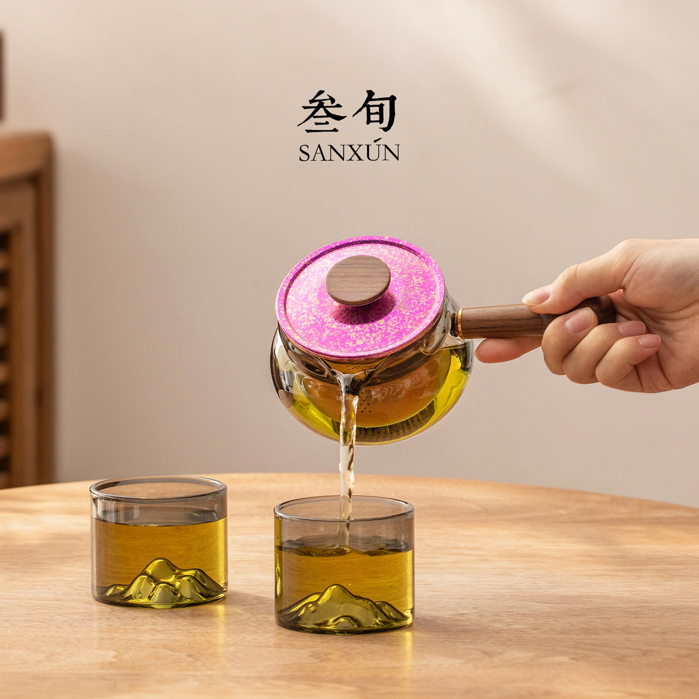 三旬钛屿纯钛玻璃泡茶壶茶水分离2026新款家用防烫手泡茶壶一人用