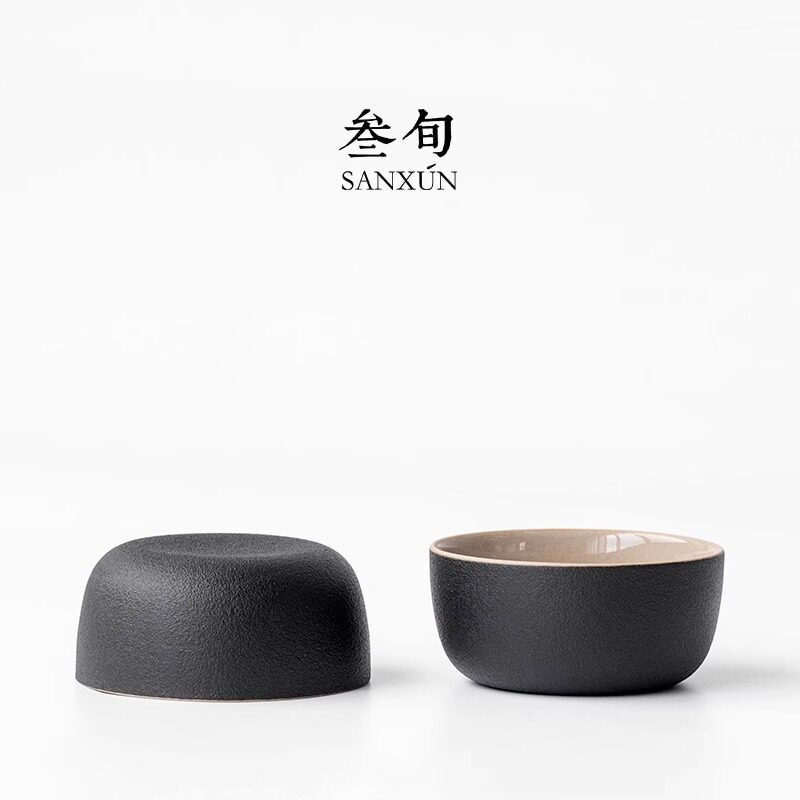 三旬 黑陶茶杯 陶瓷茶具个人品茗杯创意功夫杯手工描金单杯主人杯